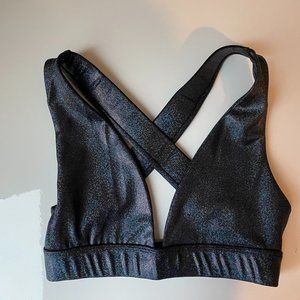 Beach Riot Black Metallic Sports Bra Size S